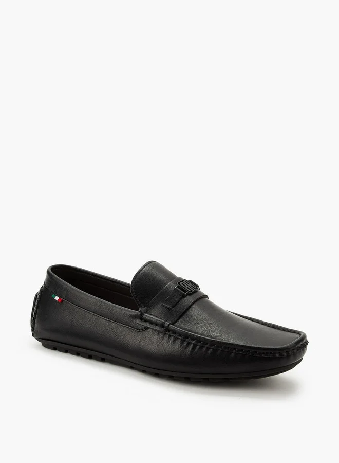 Renzo Ruganni Men Logo Accent Slip-On Loafers